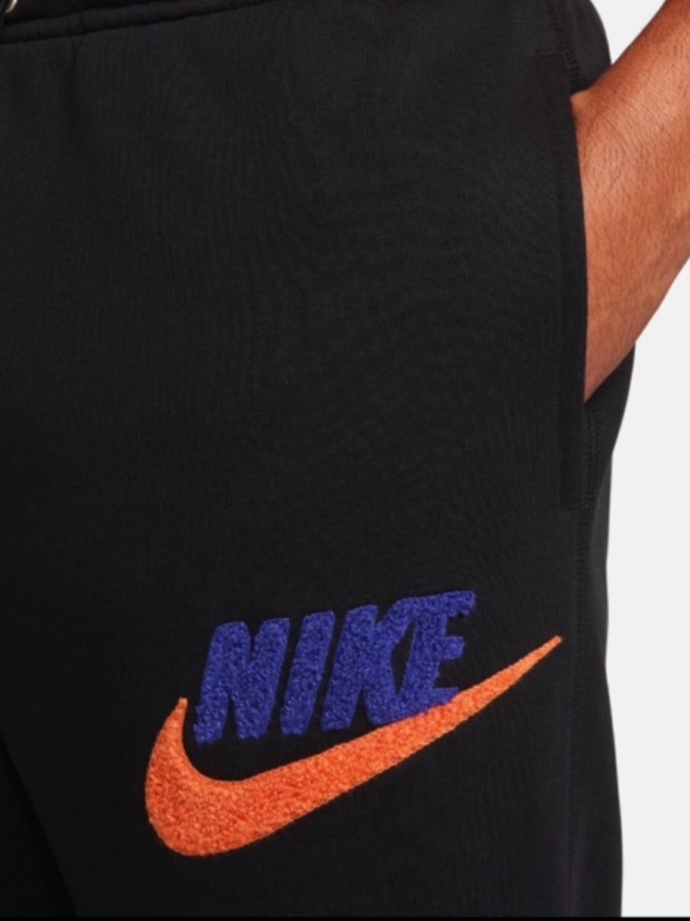 Nike Sportswear Retro Black Athletic Joggers Embroidered Orange Blue Logo Size M - Picture 4 of 11